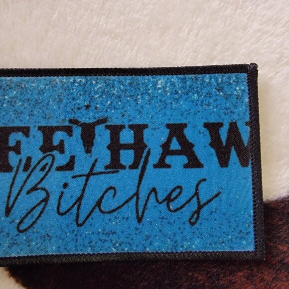 Yee Haw Western Sublimation DYI Fabric Hat Patch Glue Iron On Sew Hat Patch - Picture 2 of 5